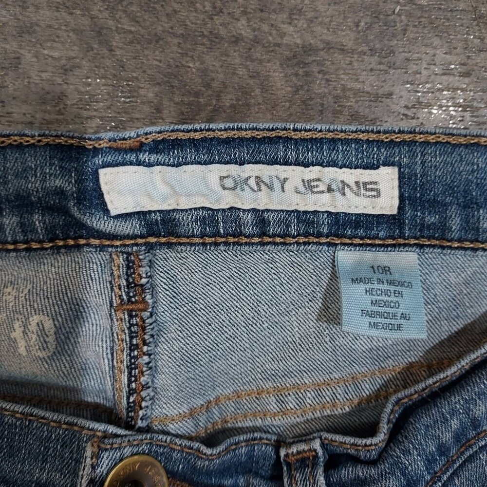 Thrashed Distressed DKNY Boot Cut Cotton Spandex Fits 30x30 size 10 - Picture 8 of 15